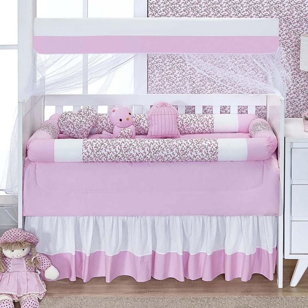 Kit berço bordados 4r baby rolo jardim encantado 12 peças Kit Berço Bordados 4R Baby Rolo Jardim Encantado 12 Peças - brascol