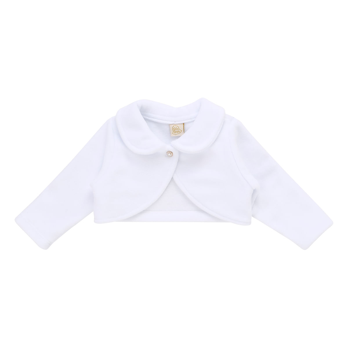 Vestido Cavado Bebe Din Don Com Pala Rendada Bolero Branco Brascol